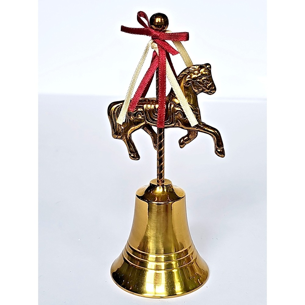 Vintage‎ Solid Brass Carousel Horse Ringer Table Bell M1030